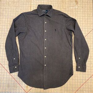 Polo by Ralph Lauren plaid brushed twill shirt, size M, grey and white